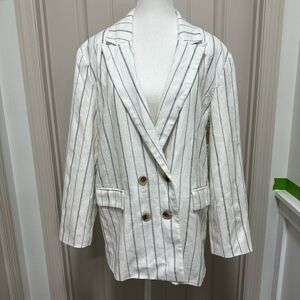 Old Navy White and Black Striped Blazer